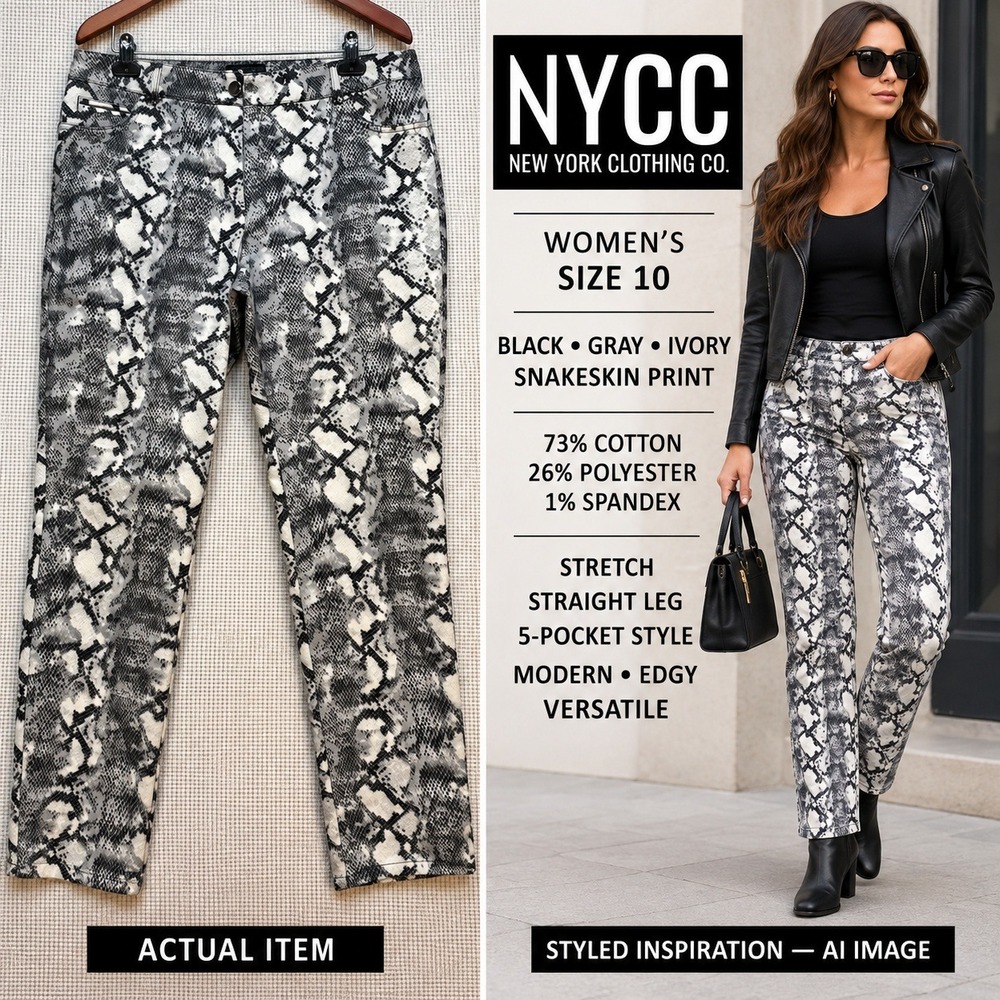 NYCC New York Clothing Co. Python Snakeskin Print  Women's‎ Ankle Pants Size 10